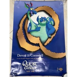Vintage 1998 Warner Brothers Movie Poster Quest For Camelot DS One Sheet Vintage